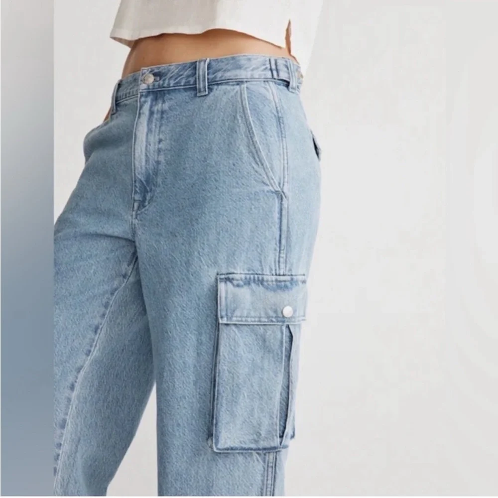 NWT Madewell Low-Slung Straight Cargo Light Wash Jeans Sz 30 - Picture 2 of 15